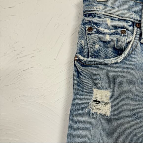 Mother Tomcat High Rise Blue Jeans Womens 24 Straight Leg Cropped Light Wash - Picture 4 of 13